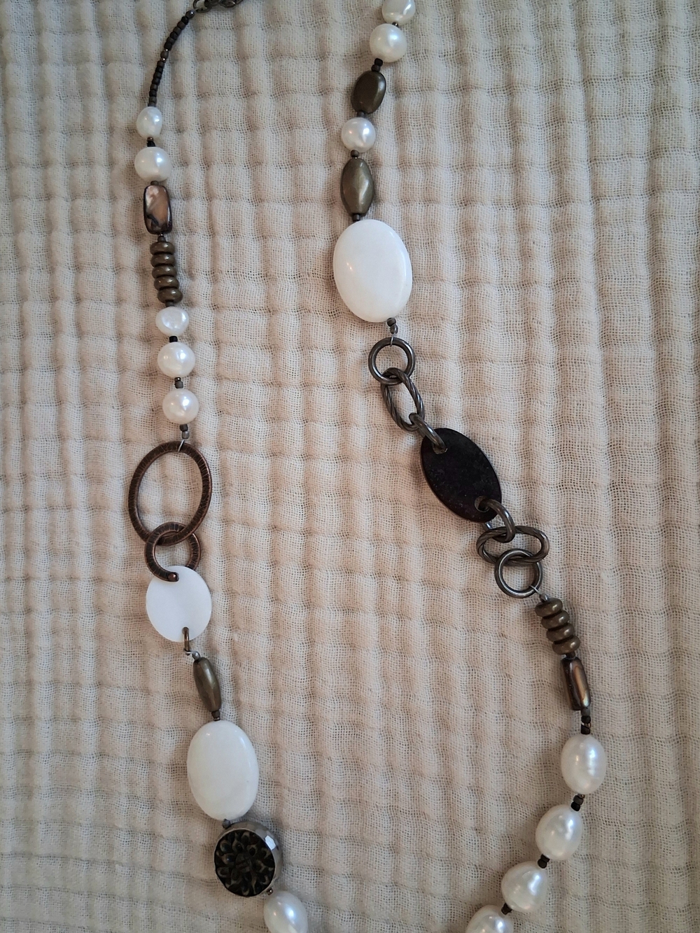 Vintage Silpada .925 Silver Stamped Pearl Necklace - Women Jewelry